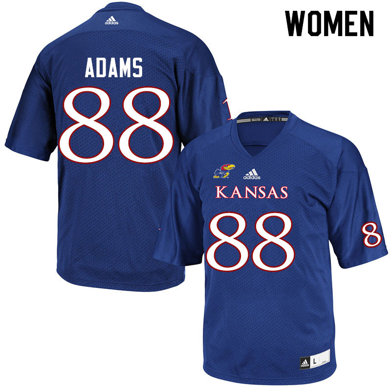 Women #88 Tre Adams Kansas Jayhawks College Football Jerseys Sale-Royal